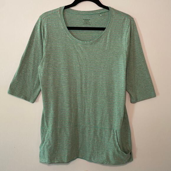 Toad & Co Blue Gray Stripe 3/4 Sleeve Pullover Top Women's size Medium - Picture 2 of 9